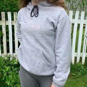 Grey, black string hoodie/